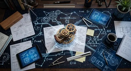 Project materials laid out across several subjects